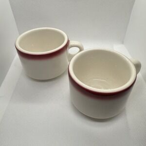 2 Vintage Homer Laughlin USA Heavy Restaurant Ware Coffee Diner Mug China Red